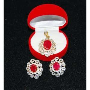  Broach & EarRing Red Cl Arts, Crafts & Sewing