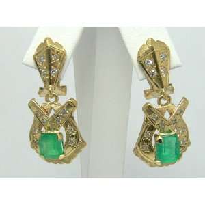    Custom Made Colombian Emerald & Diamond Earrings 