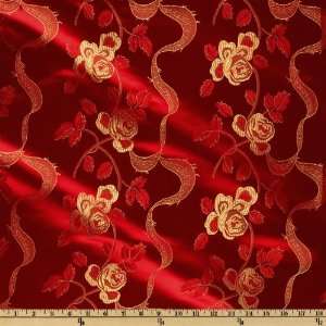  44 Wide Chinese Brocade Ribbons Red Fabric By The Yard 