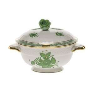  Herend Chinese Bouquet Green Covered Cup With Rose Lid 