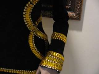 HERVE LEGER Bandage Zipper Back GOLD DETAIL Dress M New w/tags  