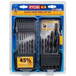  Ryobi 21 Piece Black Oxide Drill Bit Set