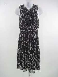 MERONA Black White Sleeveless Synched Waist Dress XS  
