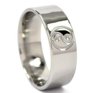  8 mm Titanium Ring with Yin Yang Design Rumors Jewelry 