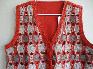 New Womans Rust Red/Gray/Camel Sweater Vest L / XL  