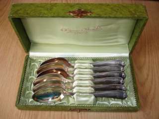 ANTIQUE SET OF 6 SILVERPLATE BSF TEA SPOONS IN BOX  