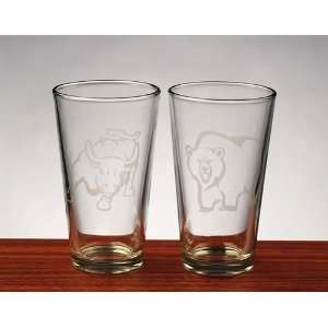  Wall Street Bull & Bear Beer Glasses 