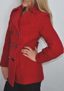 New Womens Kenneth Cole Wool Coat Pea Coat/jacket Red/Size Medium