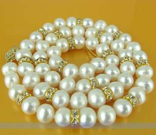 14K Gold GP Clasp 7mm Freshwater White Pearl Necklace  