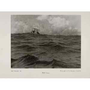   Ship Sails Ocean F. J. Mortimer NICE   Original Print