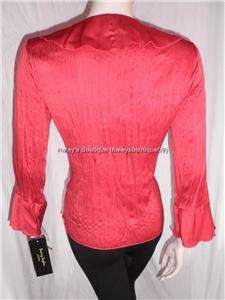 NEW SUNNY TAYLOR RED RUFFLE FRONT CASUAL BLOUSE/TOP PL  
