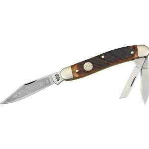   Knife with Brown Washboard Bone Handles 