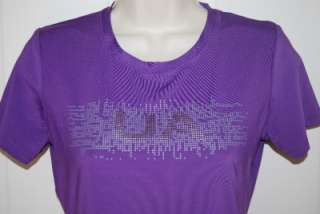 YOUTH GIRLS XL YXL PURPLE UNDER ARMOUR HEAT GEAR SHIRT TOP   FITTED 
