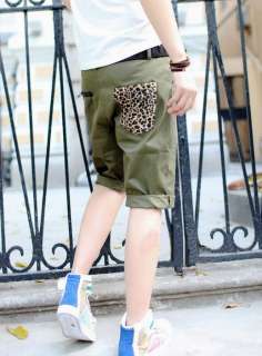 Men back leopard pocket zipper design summer shorts short pants casual 