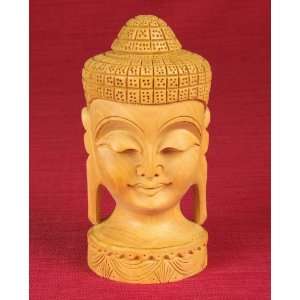 Miami Mumbai Buddha Bust   8 Wood Statue  WC054 