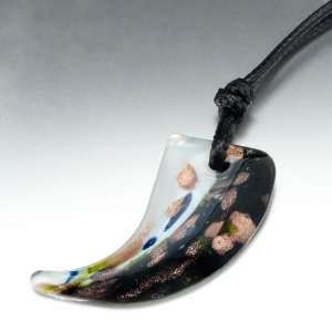  Pugster Black White Speckled Horn Murano Glass Pendant 