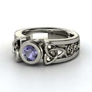  Celtic Sun Ring, Round Iolite Palladium Ring Jewelry