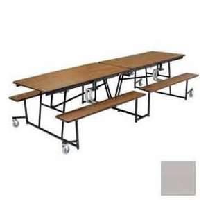  12 Mobile Cafeteria Bench Unit With Plywood Top, Gray 