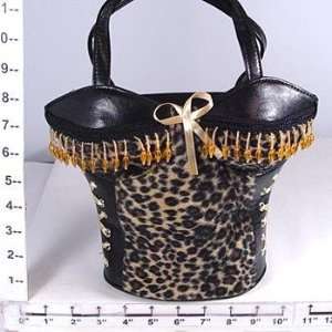  Purse ~ Leopard ~ Bustier w/Leather Look Trim Everything 
