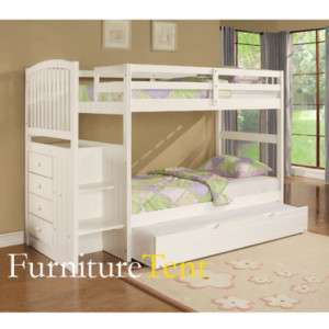 White Chest End Twin/Twin or Twin/Full Bunkbed  