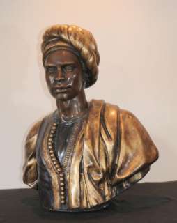 Bronze Blackamoor Bust Venetian Moor Statue Art  