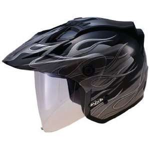  GMAX GM 27 Open Face Motorcycle Helmet   Black   Silver 