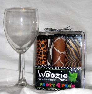 Woozie Wine Glass 4 Pack New Safari Print Koozie Coozie  