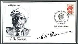 India 2008 C V Raman signature print + FDC card  