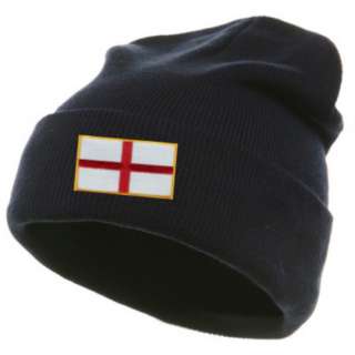 ENGLAND ST GEORGES FLAG COUNTRY EMBROIDERY EMBROIDED CAP HAT BEANIE 