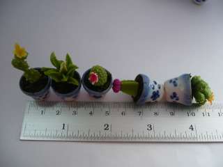 Set of 15 Cactus Plant in Ceramic Pots Dollhouse Miniatures Deco 