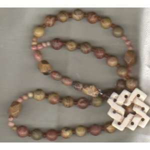  Anglican Rosary of Apple Jasper, Carved Celtic Cross 