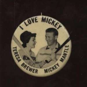  1950s Teresa Brewer / Mickey Mantle Pin EXMT   MLB Pins 