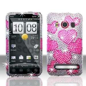  HTC EVO 4G Full Diamond Raining Heart Case Cover Protector 