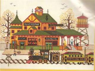 RIVERBANK TRAIN STATION,WYSOCKI COUNTED KIT SEALED 1982 BEAUTIFUL 