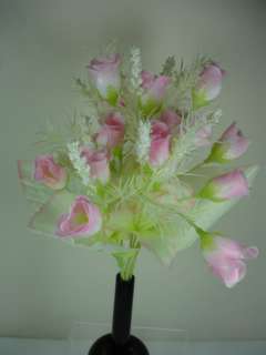 21 42 ROSE BUDS RED PINK YELLOW 10 long stem silk bush wedding flower 