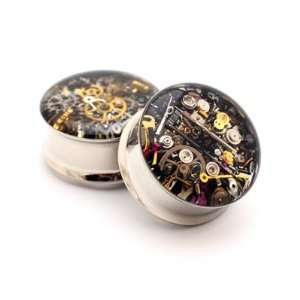 Embedded Steampunk Watch Parts Plugs  1/2 Inch   12mm   Sold As a Pair