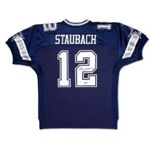  Roger Staubach Signed Dallas Cowboys Blue Jersey Sports 