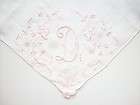 Monogram letter D embroidered fancy hanky handkerchief applique 