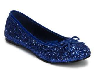 Royal Blue Fairy Glitter Glam Flat Adult Costume Shoes  