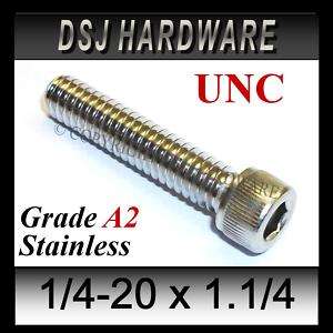 UNC 1/4 x 1.1/4 A2 Stainless Socket Cap Screw Qty10  