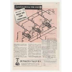  1947 Jenkins Valves Boiler Piping Layout #19 Trade Print 
