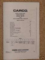 John Deere 850C Tractor Carco Winch 70A PS Parts Manual  
