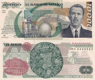 Mexico $ 10,000 Pesos Cardenas Feb 1,1988 UNC X9429593  