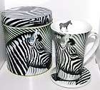 NEW 2010 Paul Cardew ZEBRA Tin Box Canister w Coffee Mu