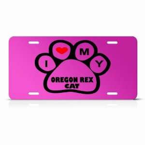  Oregon Rex Cats Pink Novelty Animal Metal License Plate 