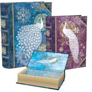    Snowy Peacock Set of 3 Book Boxes Punch Studio