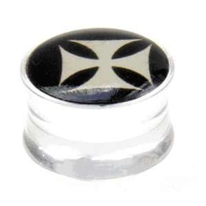  CLEAR ACRYLIC PLUG WITH LOGO 0G   Sold As A Pair Jewelry