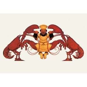  Chef and a Pair of Lobsters   Paper Poster (18.75 x 28.5 