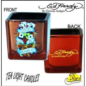   Authentic Ed Hardy Tattoo Square Tea Light Candle SQ3