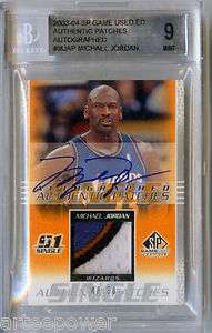 MICHAEL JORDAN 2003 04 SPG GAME USED SICK 4 CLRS PATCH BLUE AUTO */50 